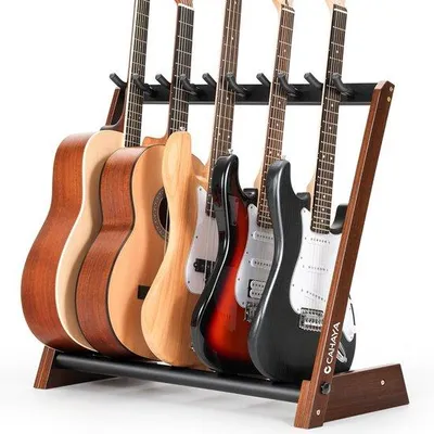 Produktbild von Famanu Gitarrenständer Holz - Faltbar für 5 Gitarren - 78 x 69,5 x 78 cm