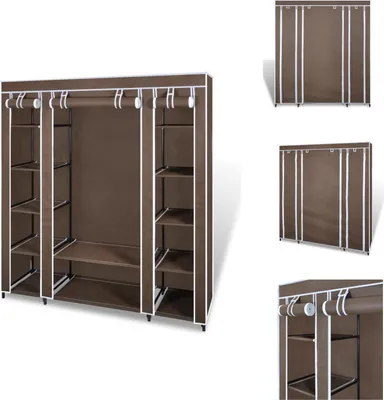 Image de vidaXL Armoire en tissu avec compartiments et tringles 45×150×176 cm Marron - Armoires à vêtements