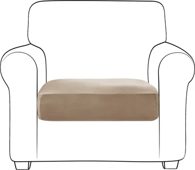 Produktbild von Topchances Samt Sofa Sitzkissenbezug, Elastischer Couch-Kissenbezug 1 Stück Sofakissen Schonbezug Sofasitzbezug Sofa Husse (Hellbraun,1 Sitzer)