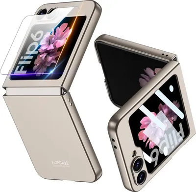 Obrázek produktu pro Pouzdro pro Samsung Galaxy Z Flip 6 / Z Flip 7 FE Tenké Matné Pevné PC Pouzdro s Ochrannou Fólií na Displej béžové