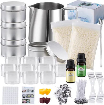 Produktbild von Aoresac sada na výrobu vonných svíček s kompletním příslušenstvím pro děti, dospělé, začátečníky, DIY výroba svíček z přírodního včelího vosku s esenciálními oleji, knoty, držáky na květináče