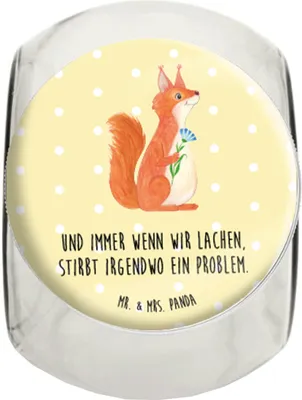 Produktbild von Mr. & Mrs. Panda gewürzglas Eichhörnchen Blume L 870ml - Gelb Pastell - Geschenk, Eichhorn, glasbehälter, Spruch Positiv, Spaß, Vorratsdose, Teedose, aufbewahrungsglas