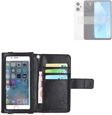 Produktbild von K-S-Trade Handy Hülle Schutz Hülle Kompatibel mit Oppo Reno9 A Case mit Displayschutz / Schutzfolie Flip Cover Wallet case Etui Hülle schwarz