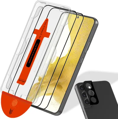 Produktbild von 2-Pack Samsung S22 Displayschutzfolie & 1-Pack Kameraschutz - Gehärtetes Glas | [Automatische Installation] - Blasenfrei