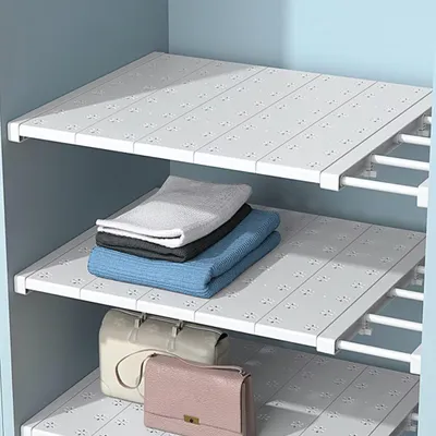 Produktbild von Verstellbare Regale für Schrank - erweiterbar - 1 Stück - 42 cm breit - 60-100 cm verstellbar