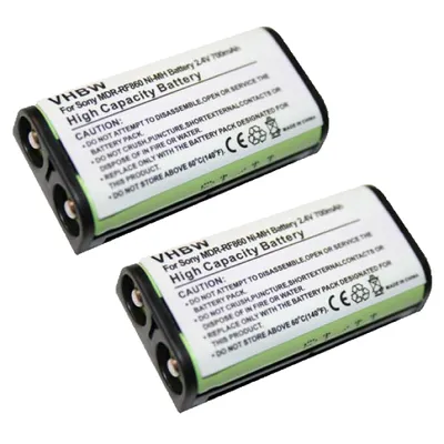 Produktbild von vhbw 2x Akku kompatibel mit Sony MDR-RF810, MDR-RF810RK, MDR-RF811 Wireless Headset Kopfhörer (700mAh, 2,4V, NiMH)