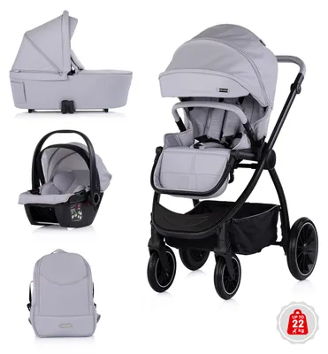 Obrázek produktu pro Chipolino kombinovaný kočárek 3 v 1 Prestige vanička batoh i-Size autosedačka světle šedá