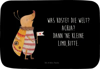 Produktbild von Mr. & Mrs. Panda Badezimmerteppich Nachtfalter Fähnchen - Schwarz - Geschenk, duschmatte, Spruch Lustig, Badteppich, Käfer, Süß, Badematte, Witzig, Lustige Sprüche