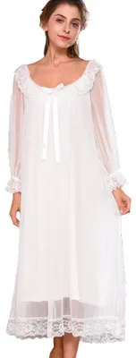 Imagen del producto de Vestido de mujer Flaydigo, camisón de manga larga, encaje, estilo vintage victoriano