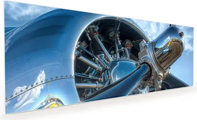 Produktbild von Küchenrückwand Spritzschutz Glas mit Motiv Flugzeugmotor 40 x 40 cm