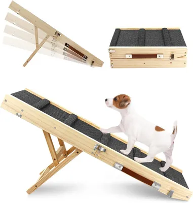 Image de Rampe pour chiens, escalier pour chiens en bois, réglable en 4 hauteurs, antidérapant, pliable