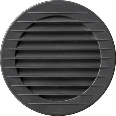 A round, black ventilation grille with horizontal slats.