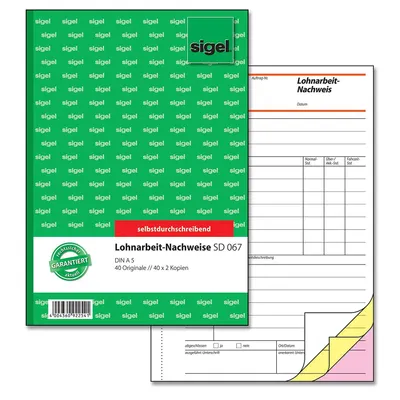 Zdjęcie produktu dla formularz sigel "Lohnarbeits-Nachweis", A5, SD