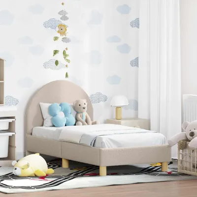 Productafbeelding van Maison Exclusive - Kinderbedframe met hoofdeinde, lichtgrijs, 70 x 140 cm, bouclé