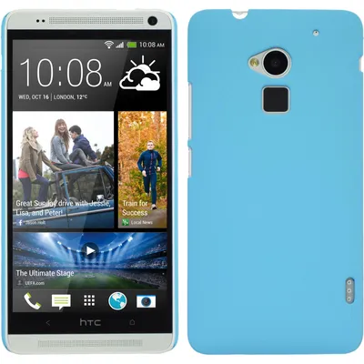 Produktbild von PhoneNatic Case kompatibel mit HTC One Max - Hülle hellblau gummiert Hard-case + 2 Schutzfolien