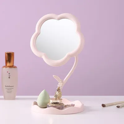 Produktbild von Solidchoice – Make-up-Spiegel in Blumenform mit Ständer für Tische