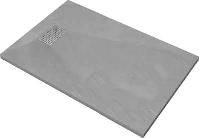 Image de Receveur de douche Gris Effet Pierre 90x140 cm et Grille décor Perforée en Inox