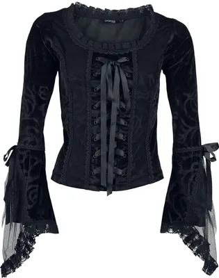 Produktbild von Gothicana by EMP Damen schwarzes Langarmshirt mit Rüschen M