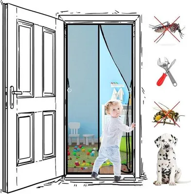 Obrázok produktu pre Magnetické dvere – samozatváracie s magnetmi – 70 x 195 cm – čierne