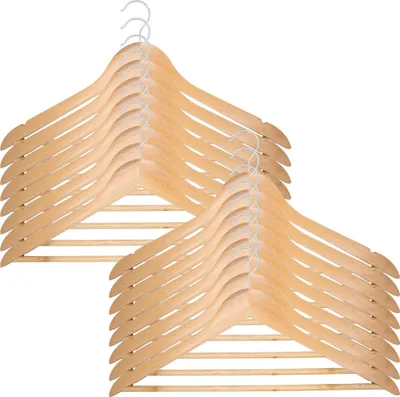 Produktbild von 80x Kleiderbügel Garderobenbügel Holz Natur Holzbügel Hemdenbügel Blusenbügel