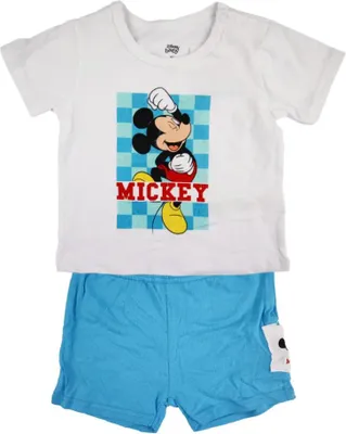 Produktbild von Disney Mickey Maus Baby Kurzarm Shirt und Shorts – Hellblau / 74