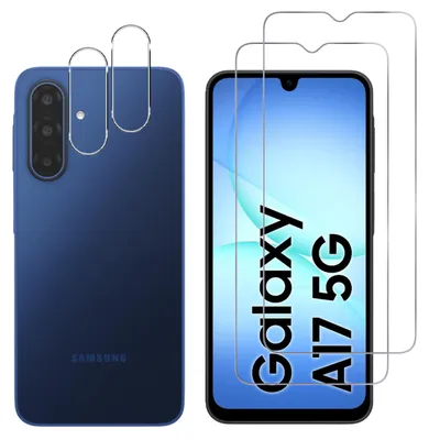 Produktbild von Gehäuse aus gehärtetem Glas für Samsung Galaxy A17 5G und Kameraschutz [2er-Pack] Displayschutzfolie  Phonillico®