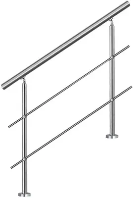 Produktbild von NAIZY Edelstahl Handlauf Geländer mit 2 Pfosten für Brüstung Treppen Balkon (80cm, 2 Querstreben)