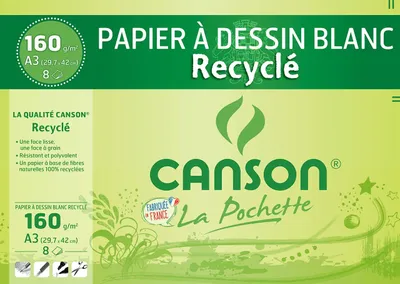 Produktbild von CANSON 200002765 Zeichenpapier Recycling, DIN A3, 160 g/qm weiß