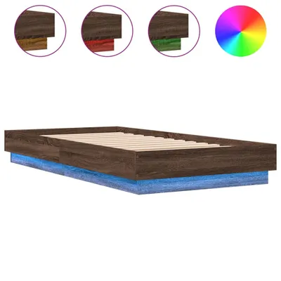 Image de Cadre de lit sans matelas avec lumières LED 75x190 cm