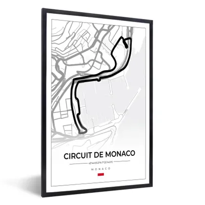 Produktbild von MuchoWow® Gerahmtes Poster Monaco - Formel 1 - Circuit de Monaco - Rennstrecke - Weiß 20x30 cm - Poster mit Schwarzem Bilderrahmen Wandposter Rahmen Foto Bilder - Drucken - Bilder Poster im Rahmen