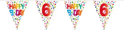 Produktbild von 6.Geburtstag bunte Punkte Wimpelkette 10m