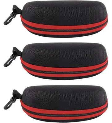 Produktbild von 3 Stück Brillenetui Hartschale mit Gürtelclip Rot 16.5 x 7.5cm