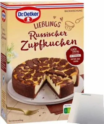 Produktbild von Dr. Oetker Russischer Zupf kuchen Backmischung  (670g Packung) + usy Block