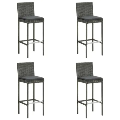 Produktbild von 4er Set Garten-Barhocker aus Polyrattan 40 x 108 x 44 cm Grau