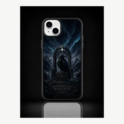 Imagen del producto de Funda para iPhone 15 Plus, carcasa protectora para teléfono móvil con diseño de luna y lobo – LUNØIR ©