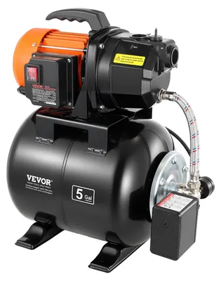 Immagine prodotto di Pompa domestica VEVOR da 735 W, 3750 l/h con serbatoio a pressione da 19 l, prevalenza di 45 m, incl. sistema automatico di erogazione dell'acqua e testata in ghisa, per l'irrigazione del giardino e l'approvvigionamento idrico domestico
