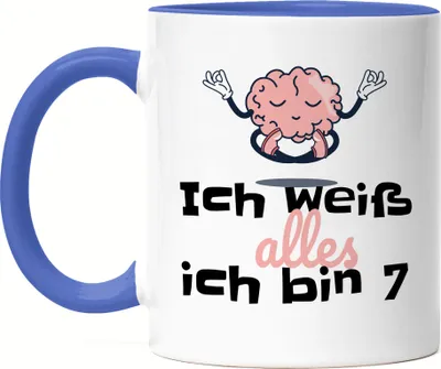 Produktbild von Ich Weiß Alles Ich Bin 7 Tasse Blau Geschenkidee 7. Geburtstag Humorvoll Sarkastisch