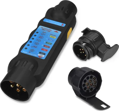 Immagine prodotto di Tester per rimorchi a 7 pin Navaris - con adattatore da 13 a 7 pin e da 7 a 13 pin - tester per prese di rimorchio - tester per luci di rimorchio