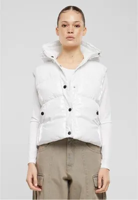 Immagine prodotto di Urban Classics Gilet da donna in tessuto riciclato lucido con cappuccio bianco - XXL