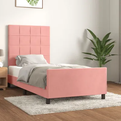 Produktbild von Bettgestell mit Kopfteil Rosa 90x190 cm Samt