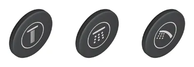 Produktbild von GROHE Symbolkappen SmartControl 14079, für Aufputzarmaturen, 3 Plättchen mit 3 verschiedenen Symbolen, für Euphoria SmartControl Duschsysteme
