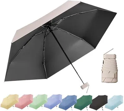Obrázok produktu pre Unyqoos® Kompaktny, ultraľahký cestovný dáždnik s UV ochranou UPF 50, odolný voči vetru a vode, s 6 vystuženými kovovými výstuhami a hliníkovou rukoväťou