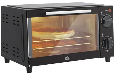 Productafbeelding van Mini-oven, 9 liter inhoud, instelbare temperatuur en kooktijd, met grillrooster en bakplaat, zwart
