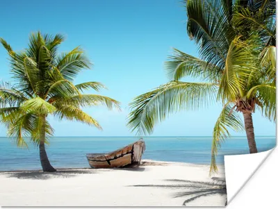 Produktbild von MuchoWow® Poster Palme - Boot - Strand 160x120 cm - Foto Plakat