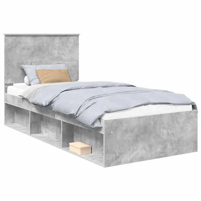 Obrázok produktu pre Rám postele Betónová šedá 100 x 200 cm Masívne borovicové drevo