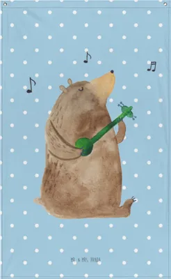 Produktbild von Mr. & Mrs. Panda Stoff Wandbild Bär Lied - Blau Pastell - Geschenk, Gobelin, Spruch, Hängedeko, Liebe, Valentinstag, Teddy, Wandbanner, Tapestry, Herz, Wandteppich