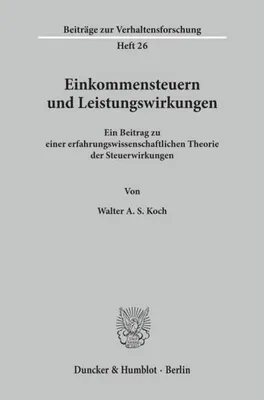 Zdjęcie produktu dla Einkommensteuern und Leistungswirkungen.
