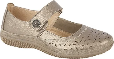 Produktbild von Boulevard Damen Sommer Mary-Jane-Schuhe mit Lochmuster und Klettverschluss, weite Passform DF419 (37 EU / 4UK) (Bronze)