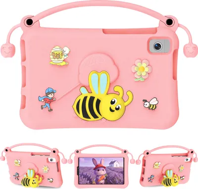 Immagine prodotto di Custodia per bambini per Lenovo Tab M10 Plus 2nd Gen 2020/Tab K10 2021 10,3", leggera e resistente agli urti, con maniglia e supporto a forma di ape Rosa