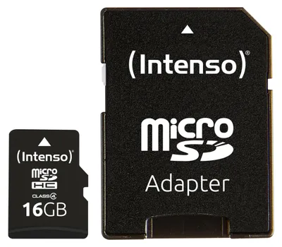 Produktbild von Intenso microSDHC 16GB Class 4 Speicherkarte inkl. SD-Adapter, schwarz
